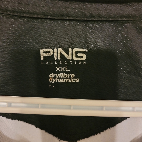Ping Dri Fibre Dynamics Black Polo Golf Shirt with Striped Design Size XXL - Picture 2 of 8